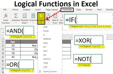 Excel formula using logical functions with less than and greater than symbols