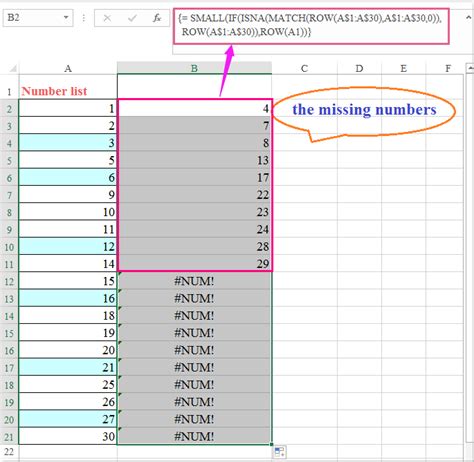 Excel Formula to Find Missing Numbers in Sequential Data