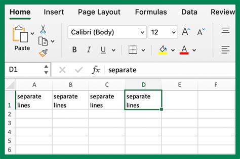 Inserting line breaks in Excel