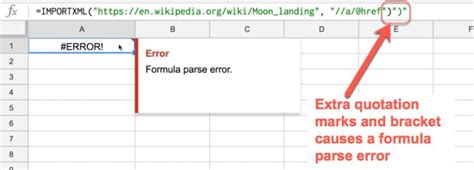 Excel formula parse error