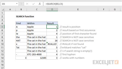 Excel Formula Search Function