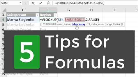 Printable Excel formula tips and tricks