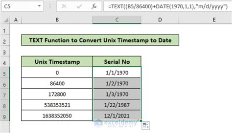 Excel Formula for Unix Time Conversion