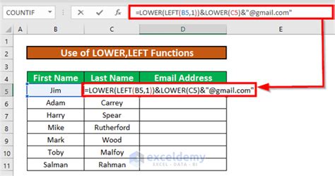 Excel Formulas for Email Addresses