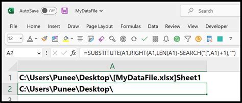 Excel Formulas File Paths