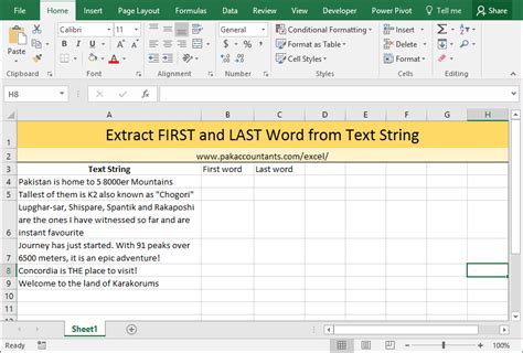 Excel Formulas for First Word Extraction