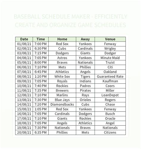 Excel Formulas for Baseball Scheduling