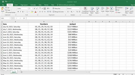 Using Excel formulas to analyze Powerball numbers history