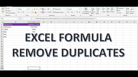 Excel Formulas to Remove Duplicates