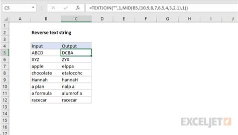 Excel Formulas Reverse String