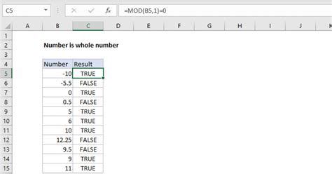 Excel Formulas Whole Number Calculation