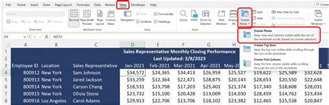 Excel Freeze Rows Example 5