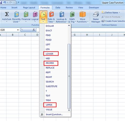 Excel functions