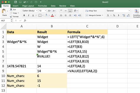 Excel LEFT function