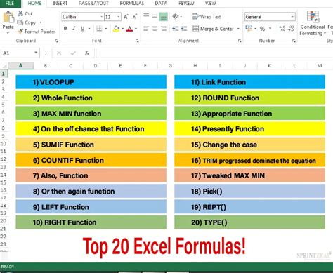 List of Excel functions