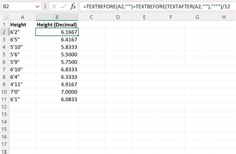 Excel gallery for feet and inches conversion