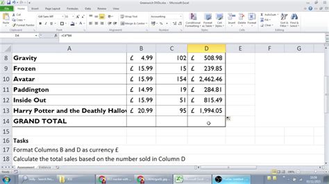 Excel Grand Total Formula Example 2