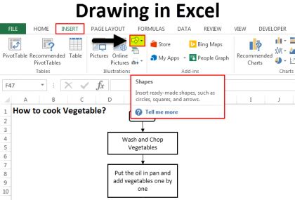 Excel Graph with Drawing Tools Options