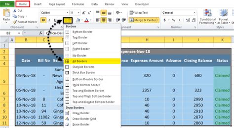 Excel Grid Settings