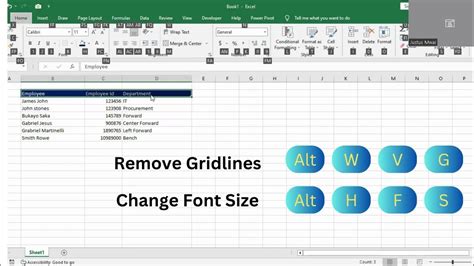 Excel Gridlines Shortcut