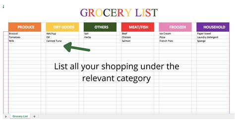 Excel Grocery List Tutorial