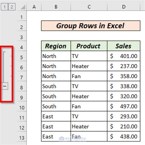 Grouping Rows in Excel