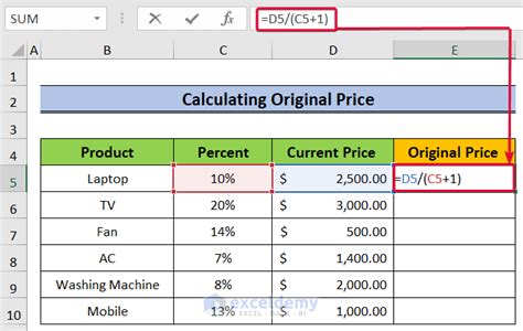 Excel growth percentage calculation example 9