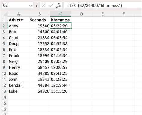 Excel h format