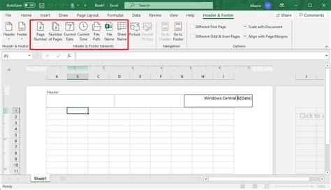 Excel Header Footer Tab