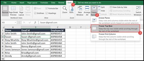 Excel Header Row