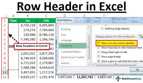 Understanding header rows in Excel