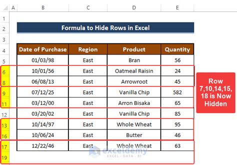 Excel Hidden Rows Formula