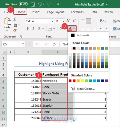 Example 2: Highlighting Words in a Chart