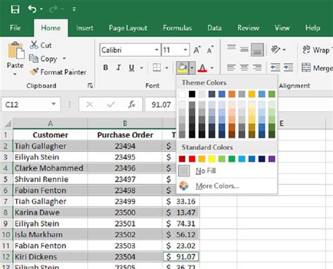 Excel Highlighting Example 2