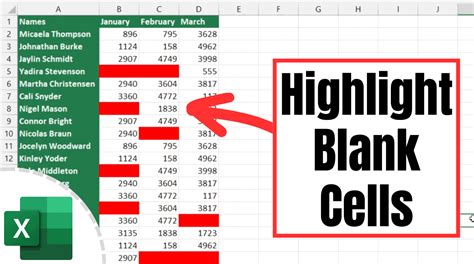 Excel Highlighting Blank Cells Example 4