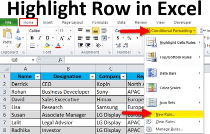 Excel highlighting techniques 2