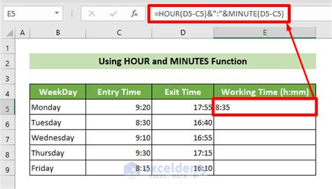 Excel hour and minute example