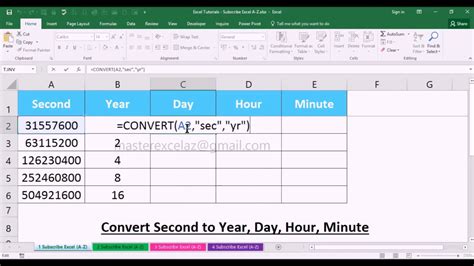 Excel Hour, Minute, Second