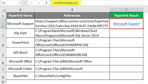 Excel HYPERLINK Function