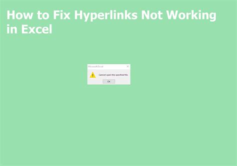 Excel Hyperlink Not Working