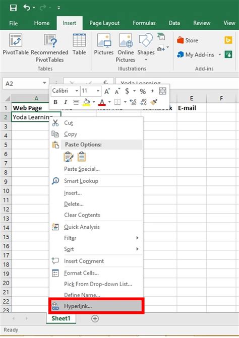 Tips for using hyperlinks in Excel