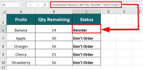 Excel IF and AND functions