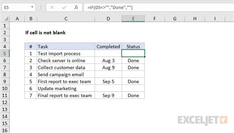 Excel IF Cell Not Blank Formula 1