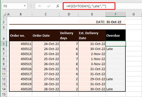 Excel IF Date is Before Example 1