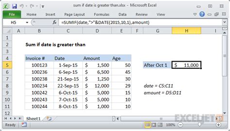 Excel If Date Is Greater Than Formula Example 1