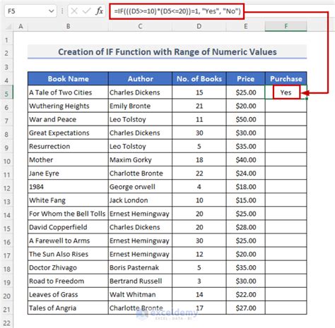 Excel IF function with range