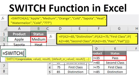 Excel IF Statement with SWITCH Function