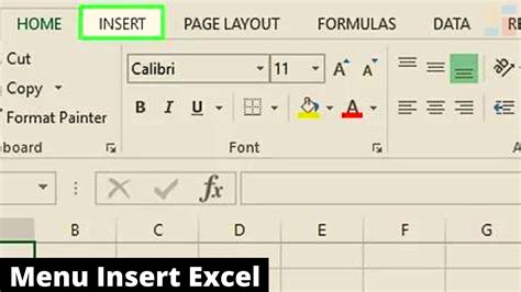 Excel insert menu