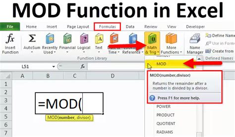 Excel INT and MOD Functions Formula