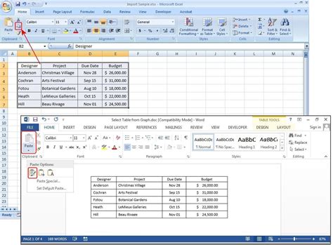 Copy and Paste Excel into Word